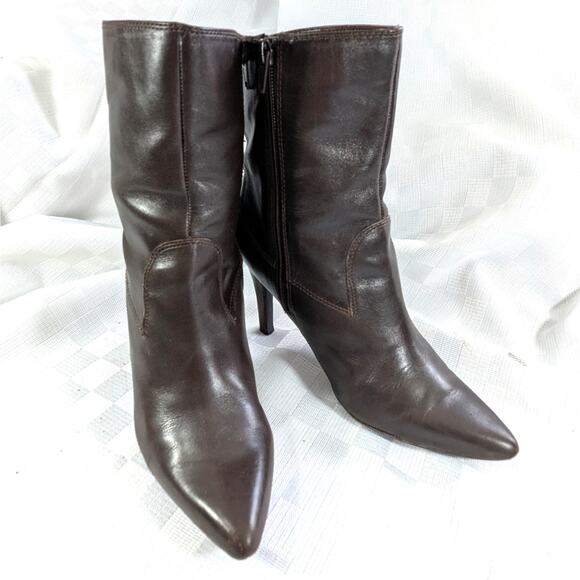 *RESERVED* NINE WEST! DEEP ESPRESSO BROWN GENUINE LEATHER BOOTS! SZ 8M - Picture 11 of 11